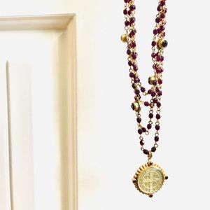 Virgins Saints and Angels Garnet Rosary Necklace
